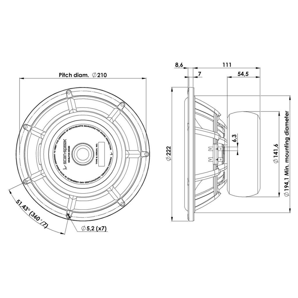 Scan-Speak - 8" Aluminium Cone Revelator Subwoofer - 22W/4851T00
