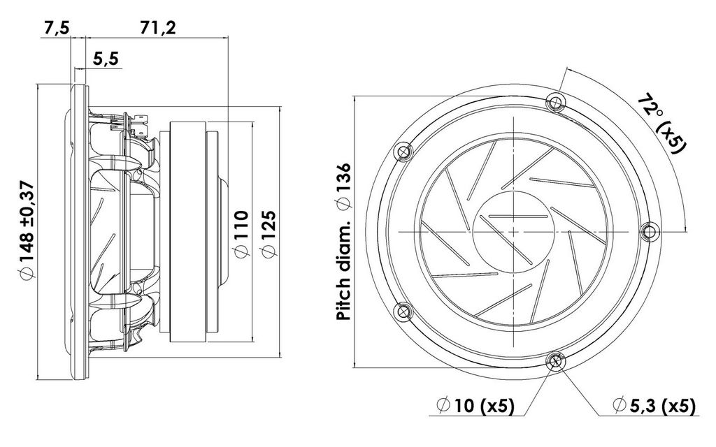 Scan-Speak - 5" Revelator Mid-Woofer - 15W/8531K00