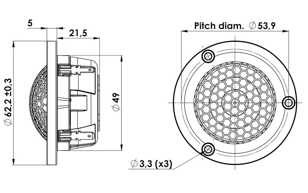 Scan-Speak - 1" Automotive Ring Radiator Tweeter - R3004/602005