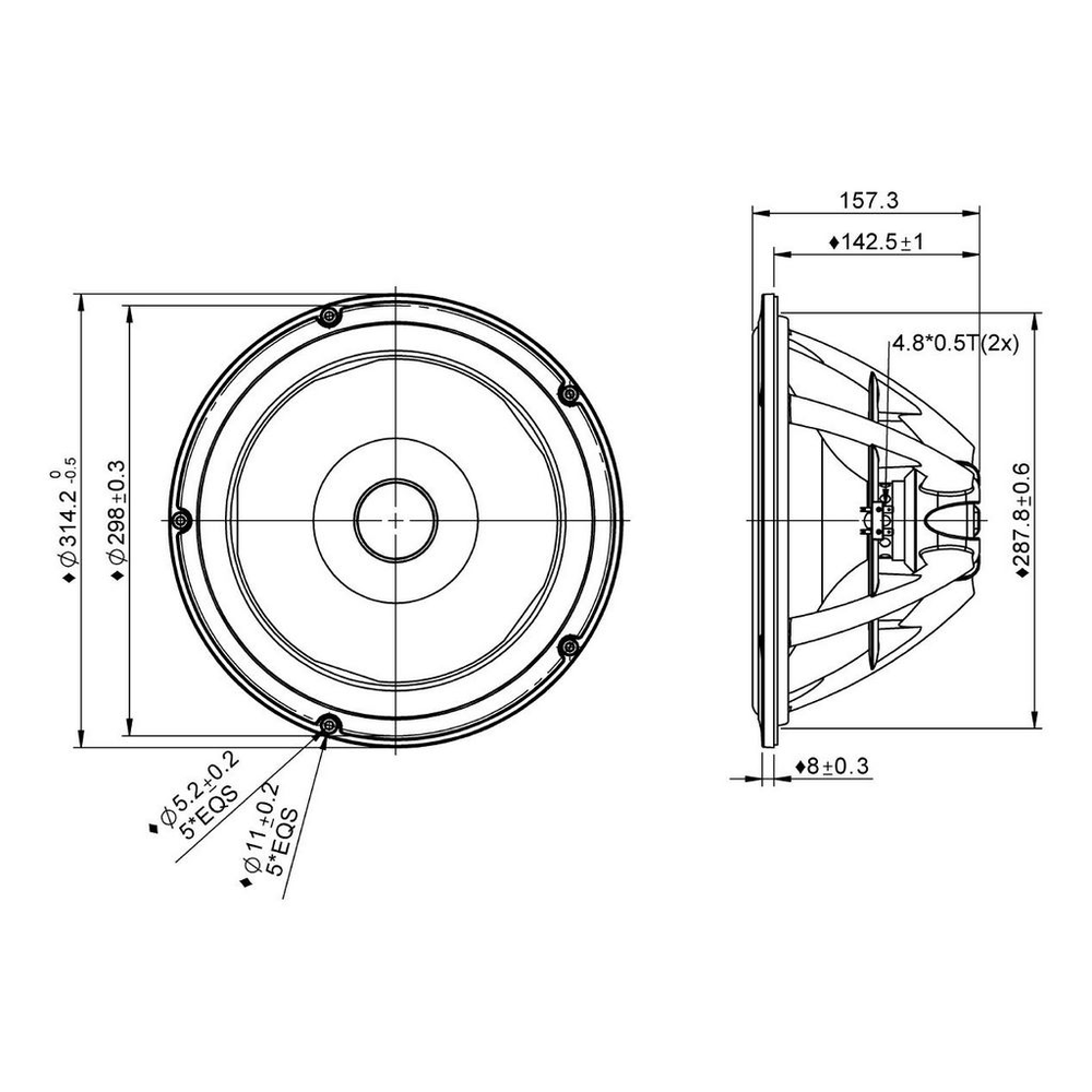 Peerless - 12" NE Subwoofer Neo - NE315W-04