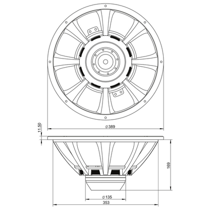 Dayton Audio - 15" Odeum Woofer Neo - 15MB500N-8