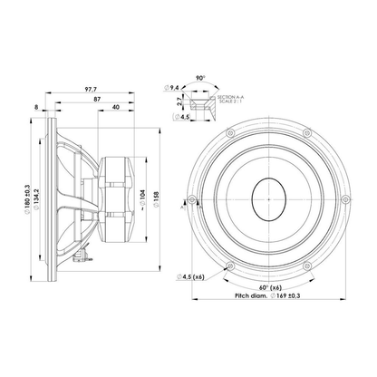 Scan-Speak - 7" Ellipticor Mid-Woofer - 18WE/4542T00