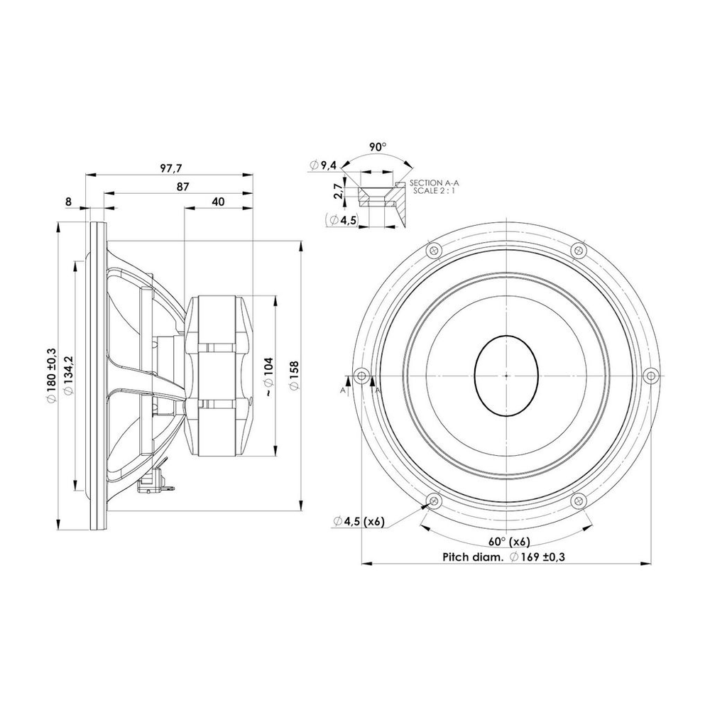 Scan-Speak - 7" Ellipticor Mid-Woofer - 18WE/8542T00