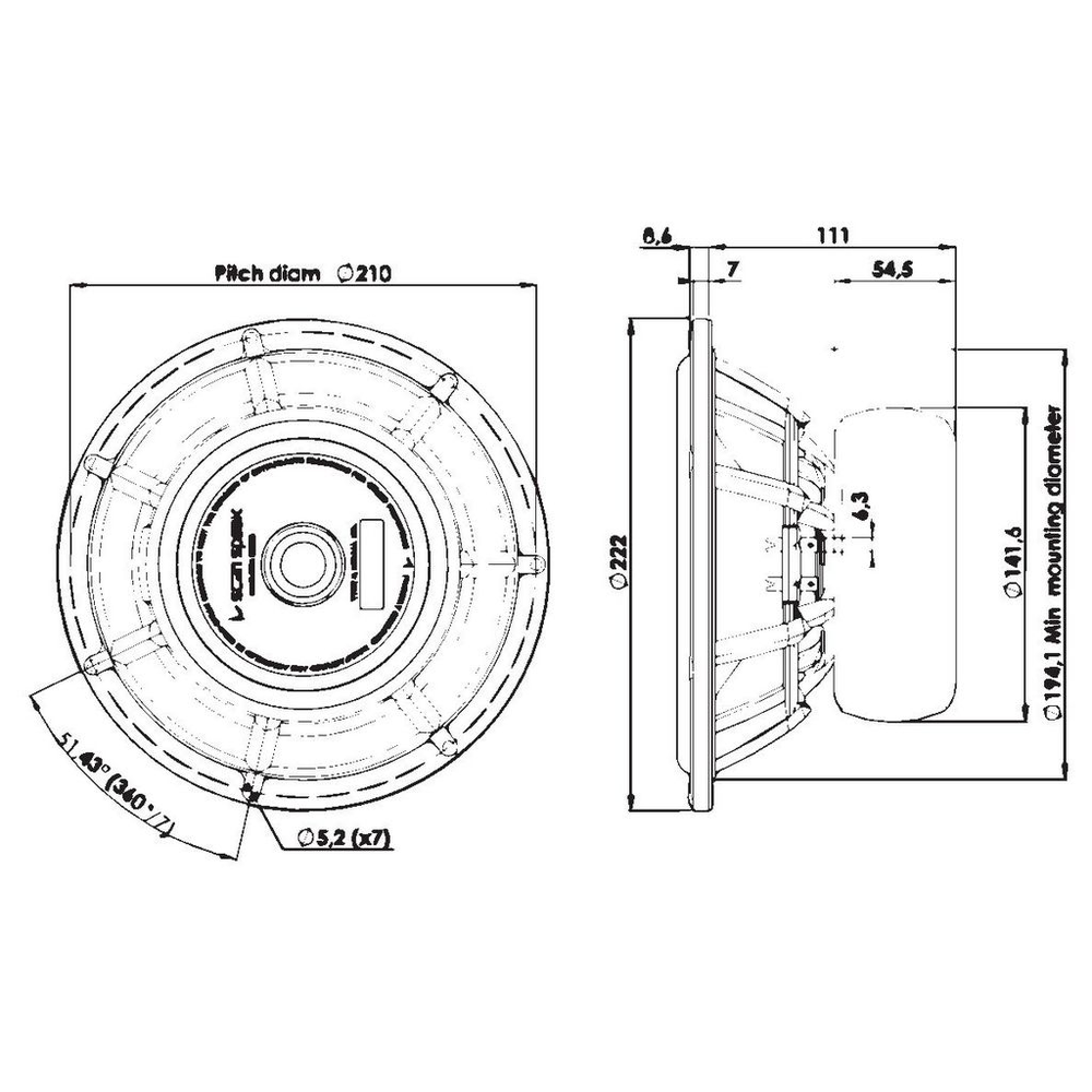 Scan-Speak - 8" Revelator Subwoofer - 22W/8851T00