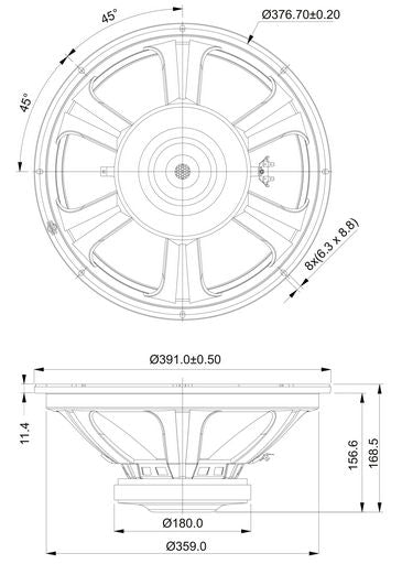 SB Audience - 15" Bianco Open Baffle Woofer - BIANCO-150B350