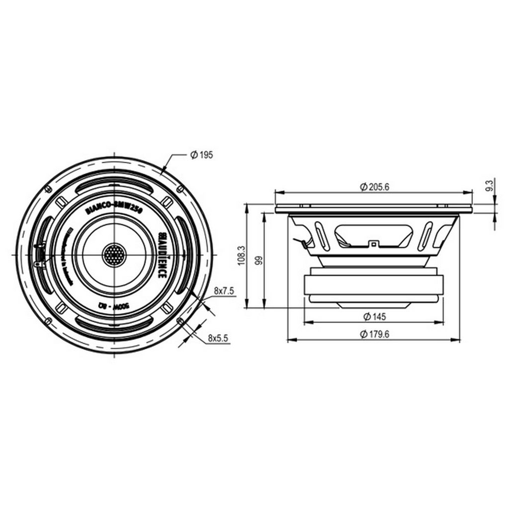 SB Audience - 8" Bianco Mid-Woofer - BIANCO-8MW250