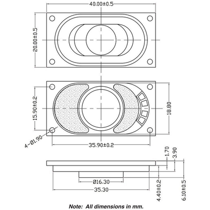 Dayton Audio - 1½" Mini Speaker - CE40-20F-8