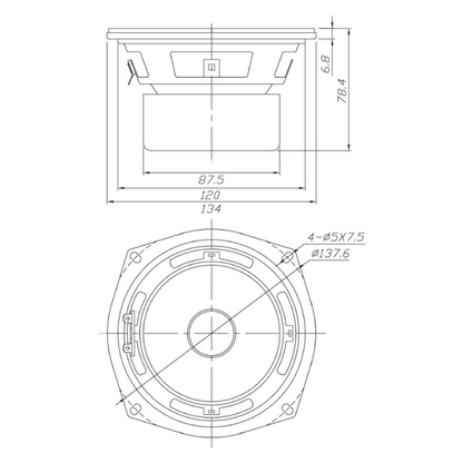 Dayton Audio - 5¼" Classic Shielded Woofer - DC130AS-8