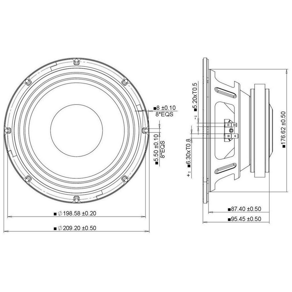 Peerless - 8" Woofer - FSL-0818R01-08S