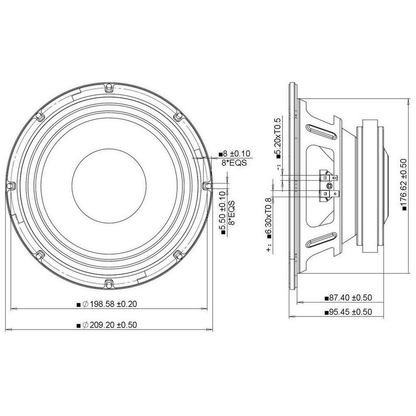 Peerless - 8" Woofer - FSL-0818R01-08S