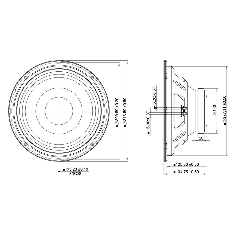 Peerless - 12" Woofer - FSL-1220R02-08