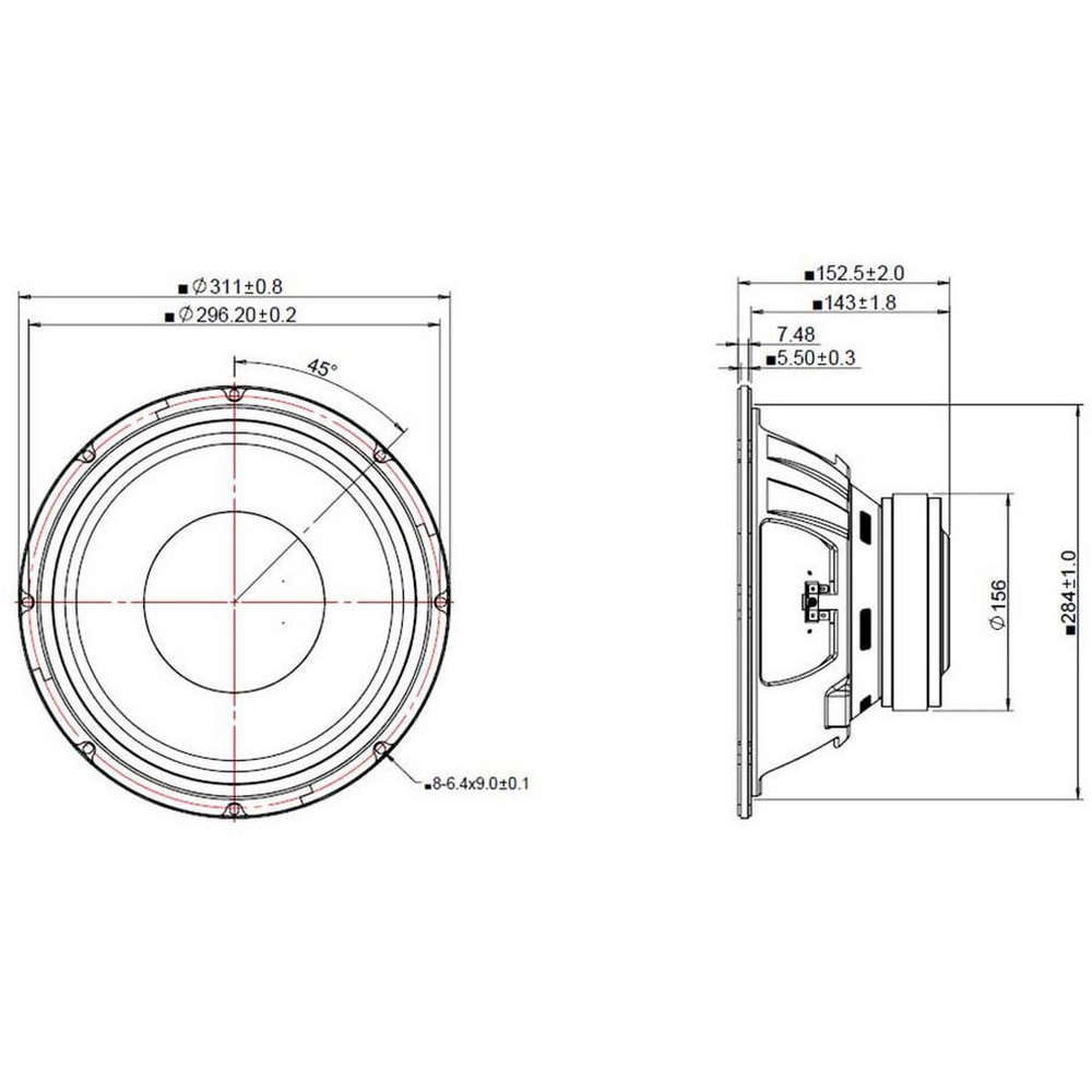 Peerless - 12" Woofer - FSL-1230PR01-08