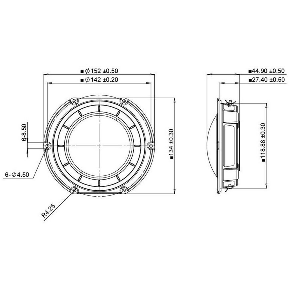 Peerless - 5¼" Shallow Woofer - GBS-135F25AL02-04