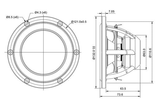 SB Acoustics - 5" Satori TeXtreme Mid-Woofer - MW13TX-8