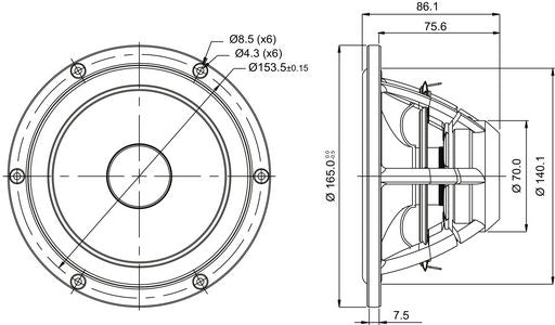 SB Acoustics - 6.5" Satori Mid-Woofer - MW16PNW-4