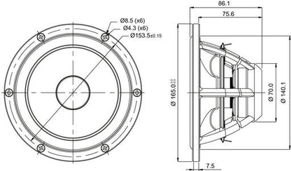 SB Acoustics - 6.5" Satori Mid-Woofer - MW16PNW-8