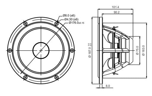 SB Acoustics - 7.5" Satori Mid-Woofer - MW19P-8