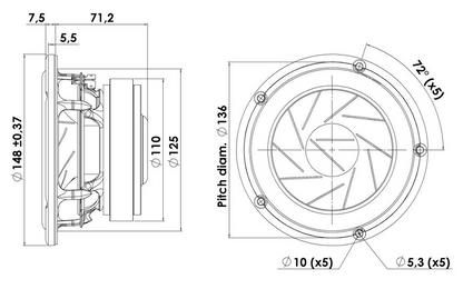 Scan-Speak - 5" Revelator Mid-Woofer - 15W/8531K00