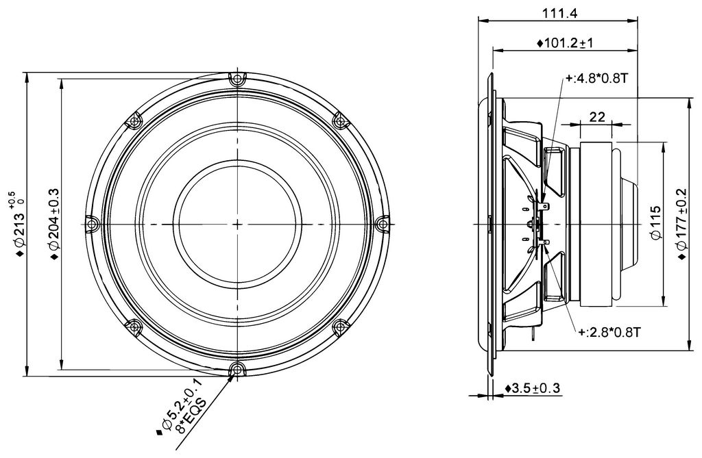 Peerless - 8" SLS Subwoofer - 830667