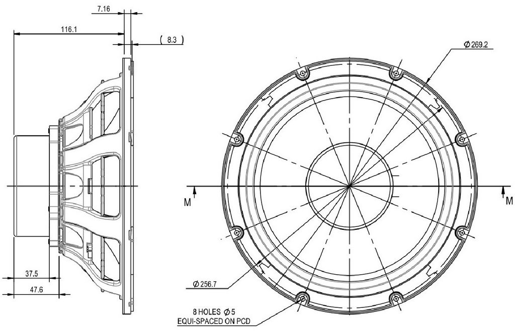Peerless - 10" Professional Woofer - NCP-1030R00-08