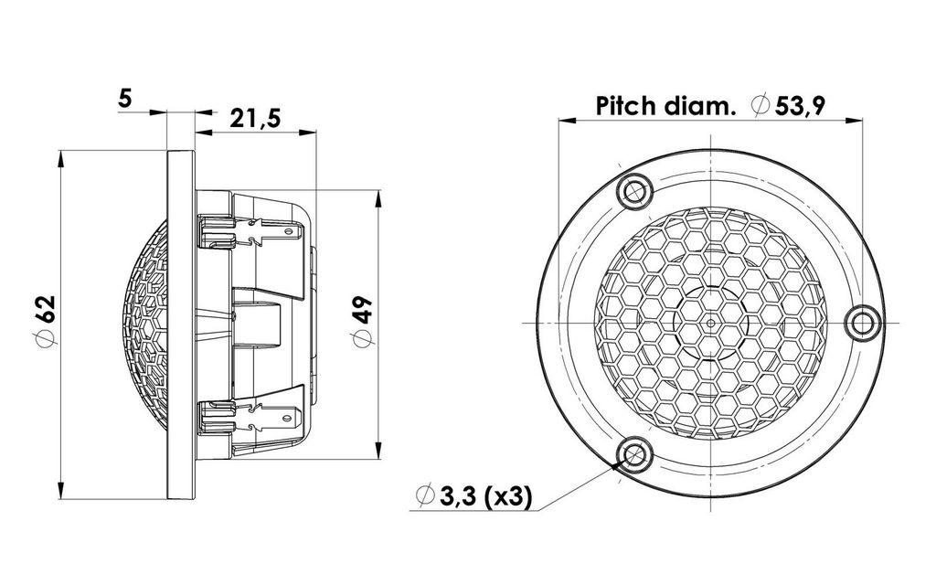 Scan-Speak - 1" Illuminator Ring Radiator Tweeter - R3004/602006