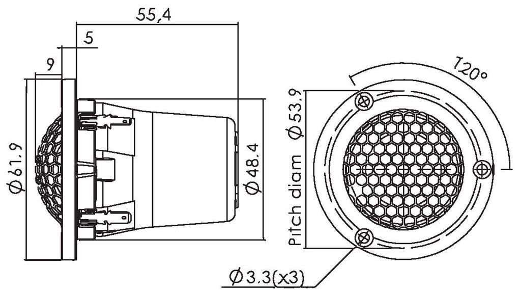 Scan-Speak - 1" Illuminator Ring Radiator Tweeter - R3004/602010