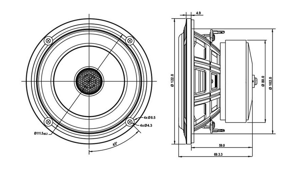 SB Acoustics - 4" PACR Coaxial - SB12PACR25-4-COAX