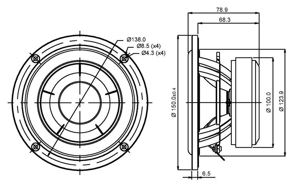 SB Acoustics - 5" NAC Mid-Woofer - SB15NAC30-4