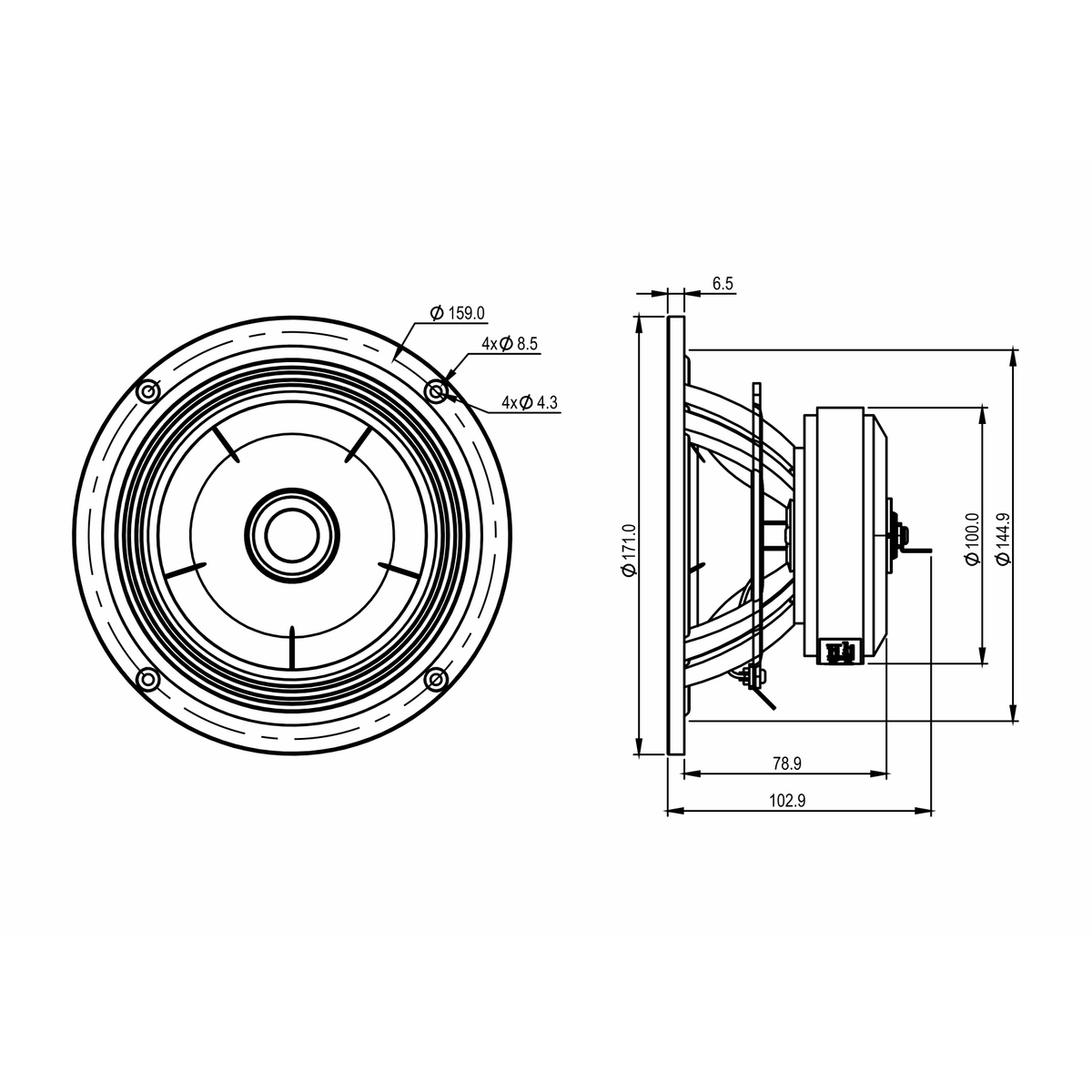 SB Acoustics - 6.5" BAC Coaxial - SB17BAC35-8-COAX