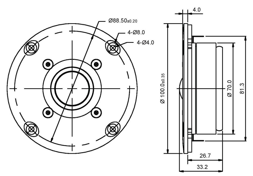 SB Acoustics - 1" ST Dome Tweeter - SB26ST-C000-5
