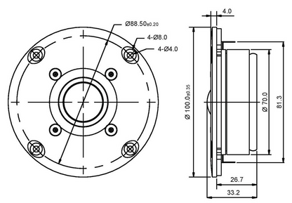 SB Acoustics - 1" ST Dome Tweeter - SB26ST-C000-5