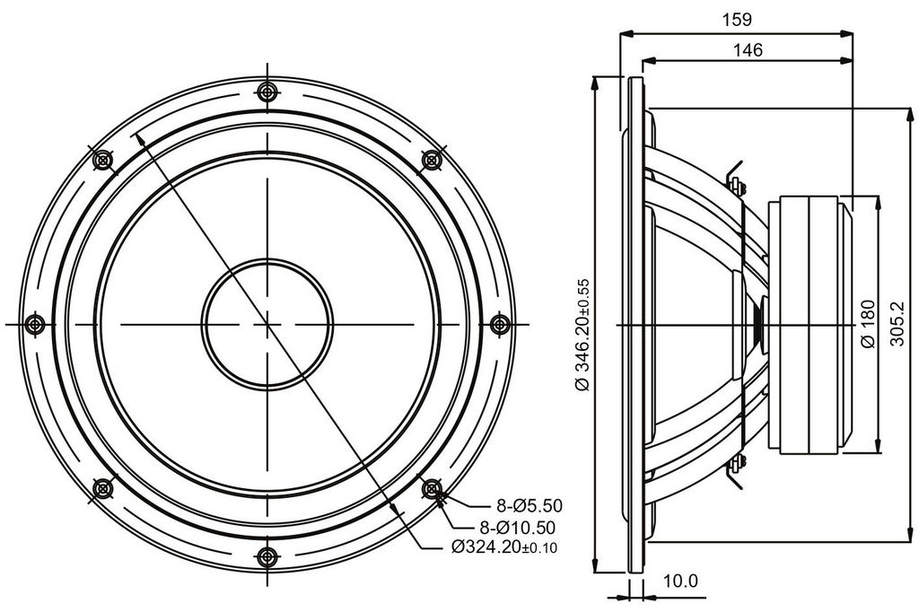 SB Acoustics - 12" NRXL Woofer - SB34NRXL75-8