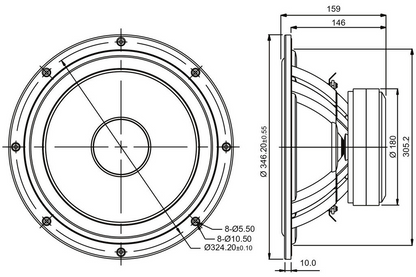 SB Acoustics - 12" NRXL Woofer - SB34NRXL75-8