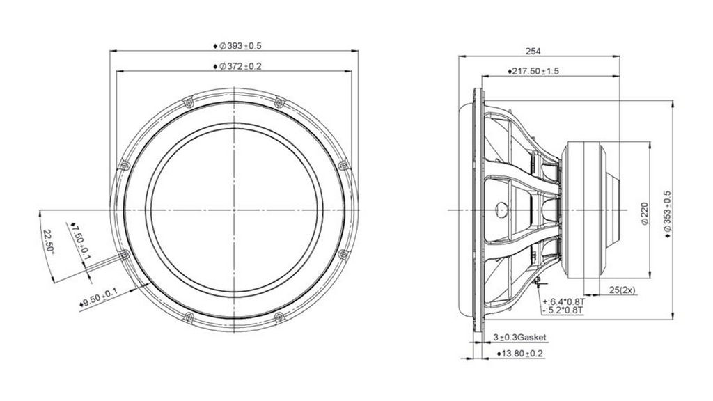 Peerless - 15" Subwoofer - SDF-375F75PR01-04