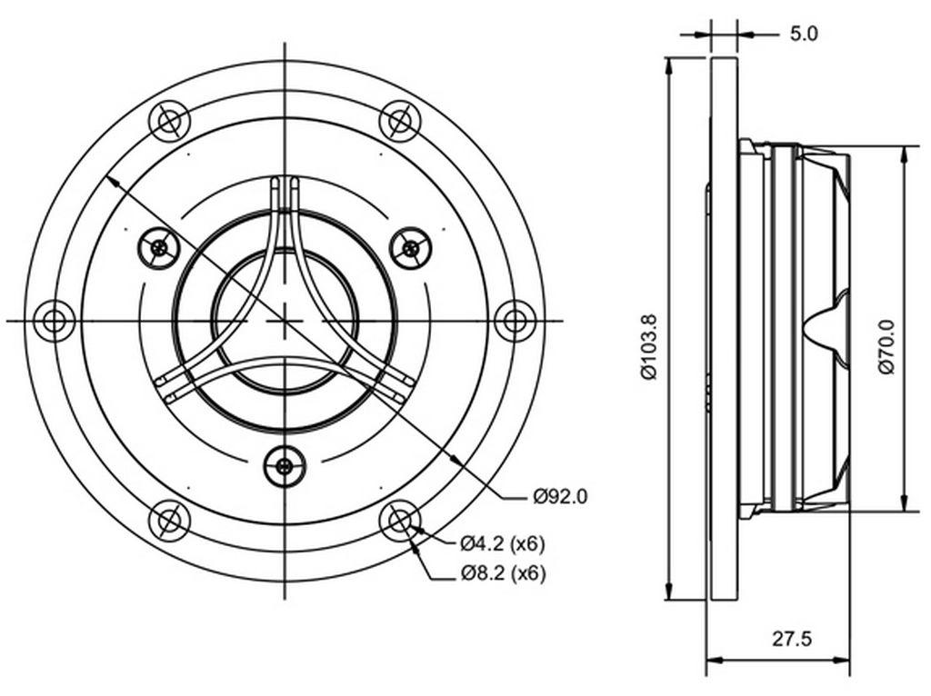 SB Acoustics - 1 1/4" Satori TeXtreme Dome Tweeter - TW29TXN-B-8
