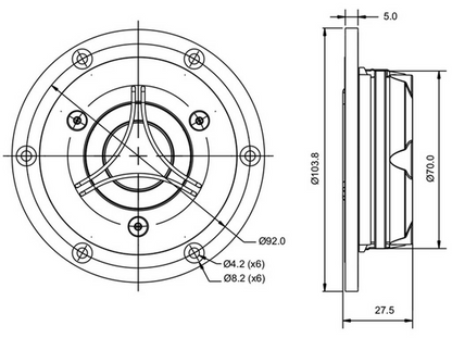 SB Acoustics - 1 1/4" Satori TeXtreme Dome Tweeter - TW29TXN-B-8