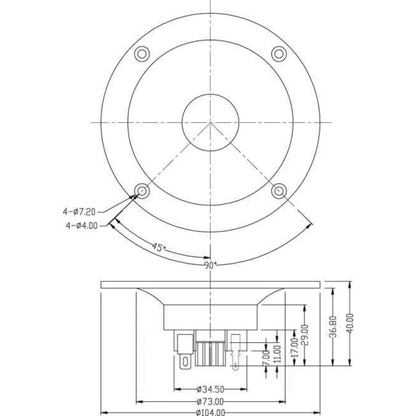 Dayton Audio - 1" Tweeter Neo - ND25FW-4
