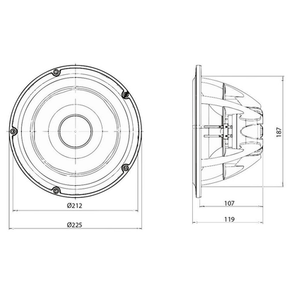 Peerless - 8" NE Subwoofer Neo - NE225W-04