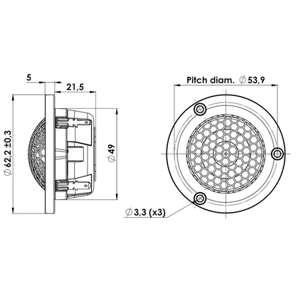 Scan-Speak - 1" Automotive Ring Radiator Tweeter - R3004/602005