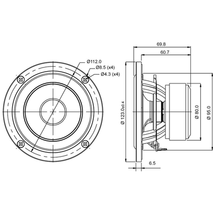 SB Acoustics - 4" NRXF Mid-Woofer - SB12NRXF25-8