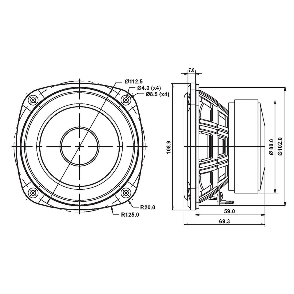 SB Acoustics - 4" PAC Mid-Woofer - SB12PAC25-4