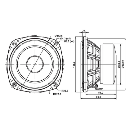 SB Acoustics - 4" PAC Mid-Woofer - SB12PAC25-4