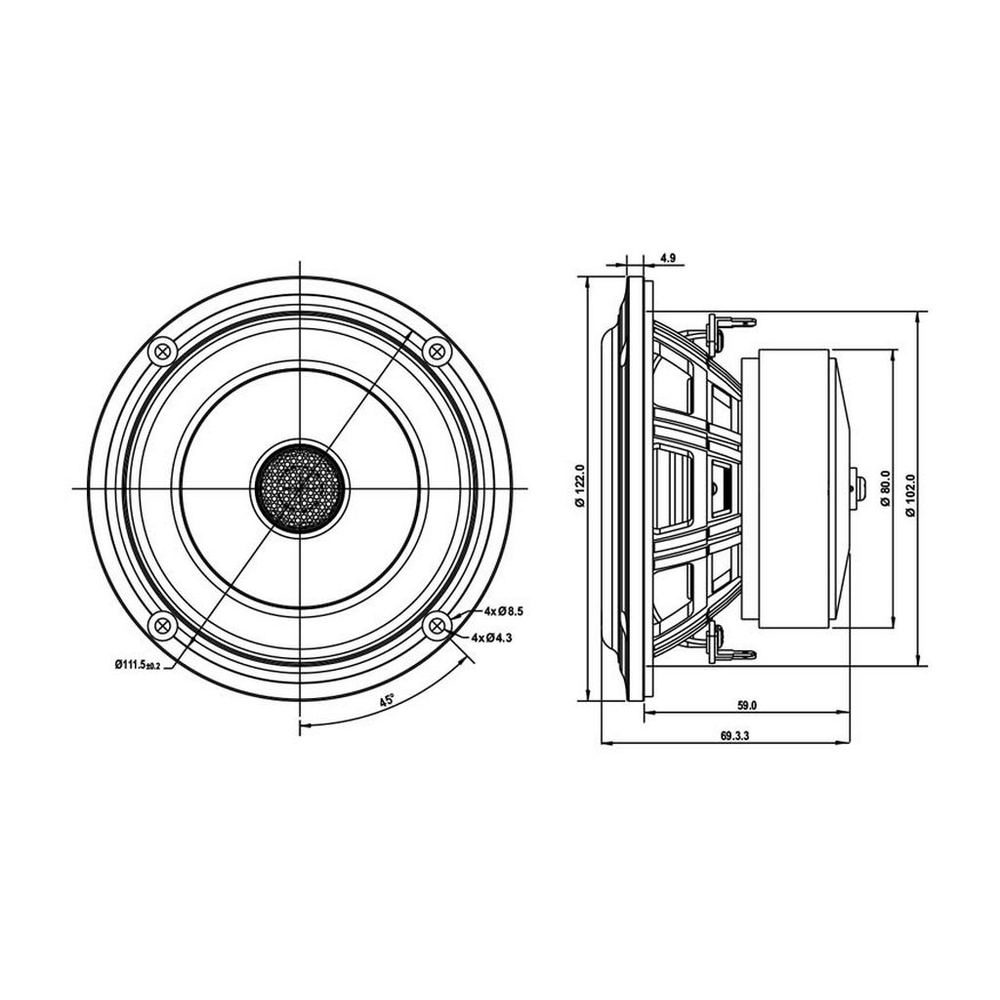 SB Acoustics - 4" PACR Coaxial - SB12PACR25-4-COAX