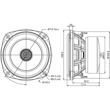 SB Acoustics - 4" PFC Coaxial - SB12PFC25-4-COAX