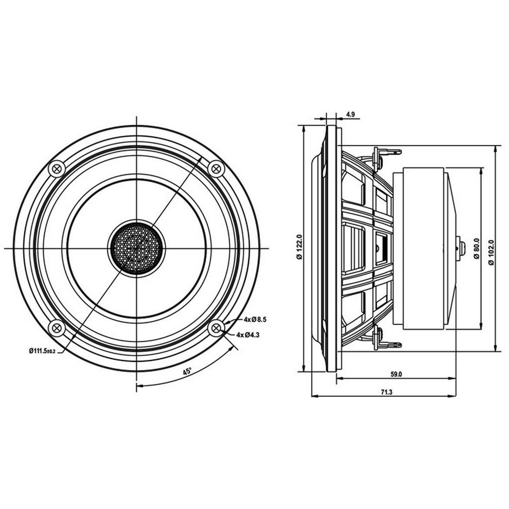 SB Acoustics - 4" PFCR Coaxial - SB12PFCR25-4-COAX