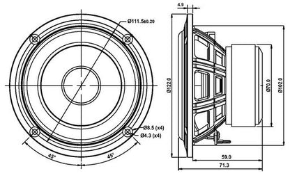 SB Acoustics - 4″ PFCR Mid-Woofer - SB12PFCR25-8