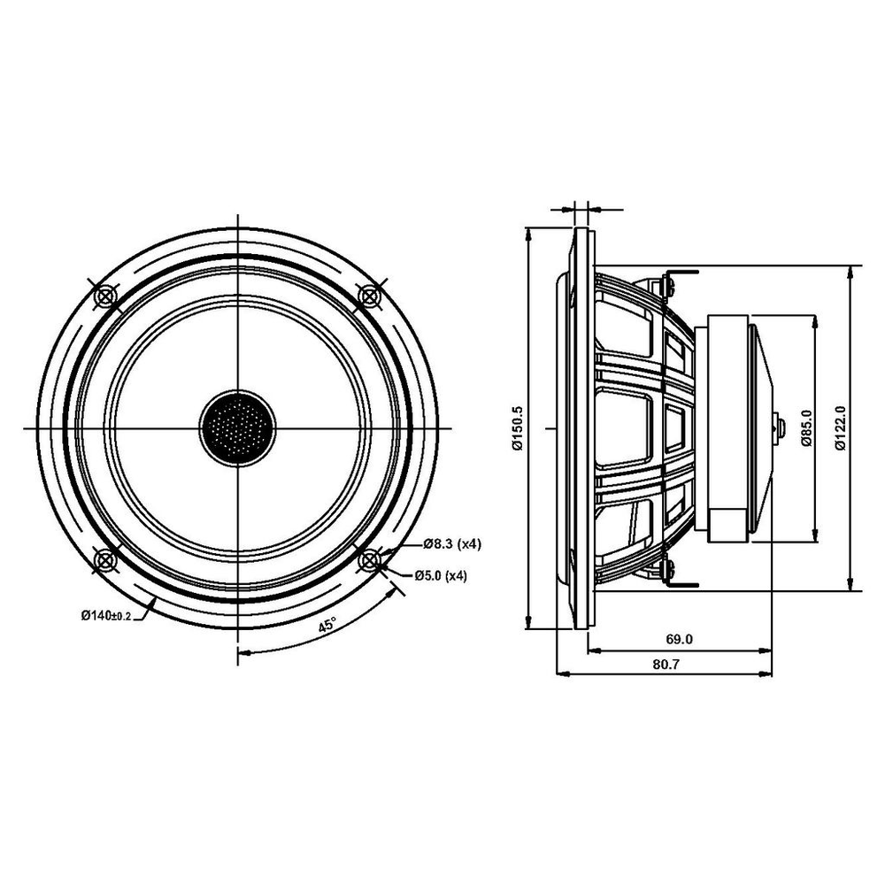 SB Acoustics - 5" PFCR Coaxial - SB13PFCR25-4-COAX