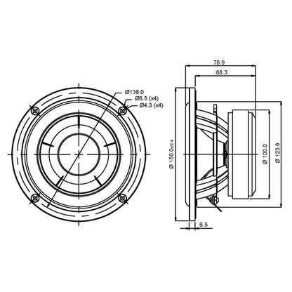 SB Acoustics - 5" NAC Mid-Woofer - SB15NAC30-8