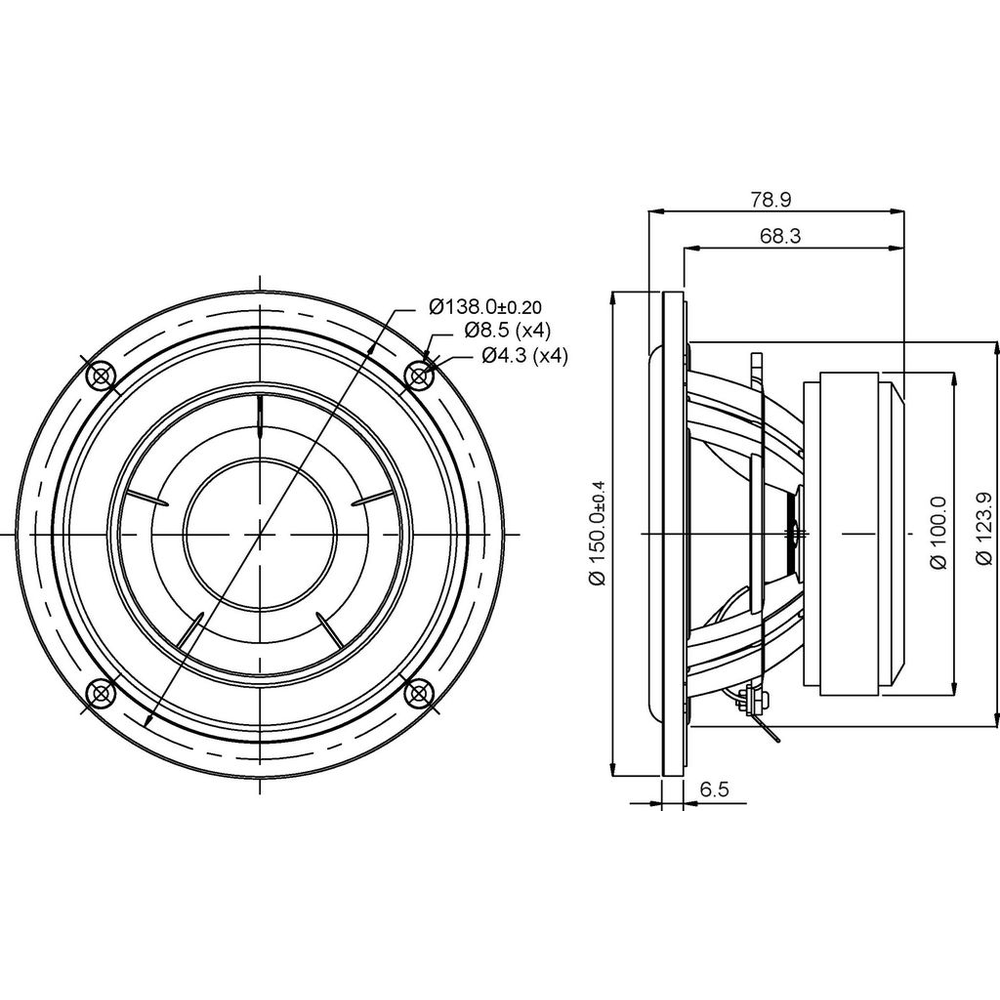 SB Acoustics - 5" NBAC Mid-Woofer - SB15NBAC30-4