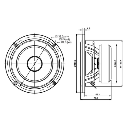 SB Acoustics - 5" NRX2 Mid-Woofer - SB15NRX2C30-8